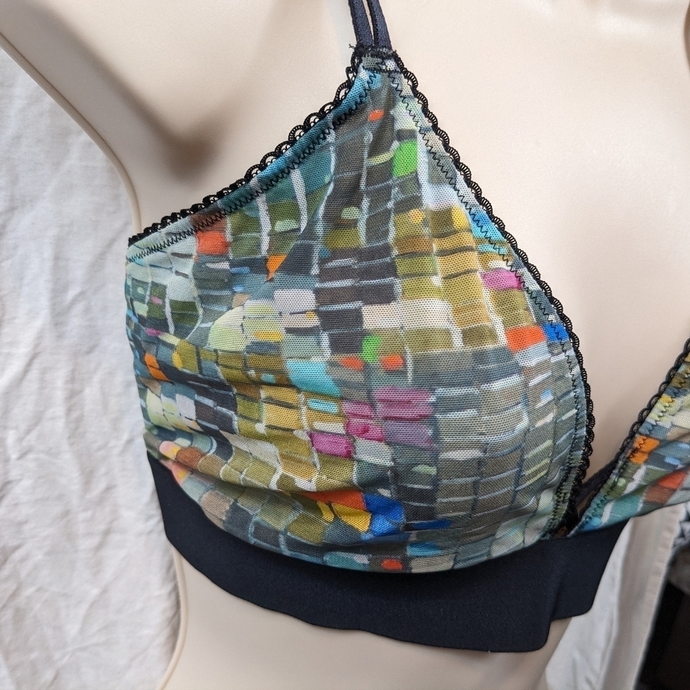 Parade Mesh Colorful Print Bralette Sz 2/2XL - Picture 3 of 8